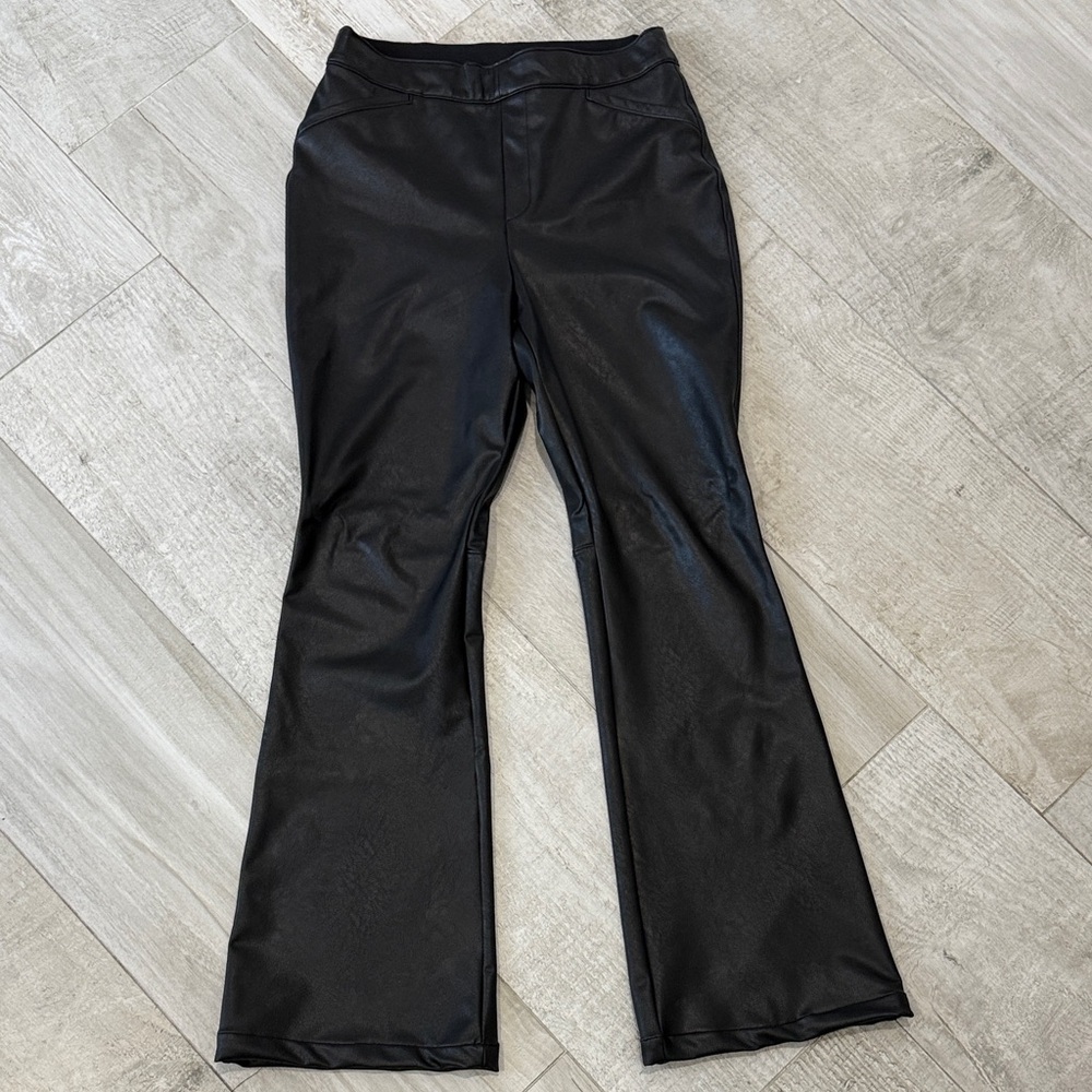 SPANX faux leather Black Flared Trousers